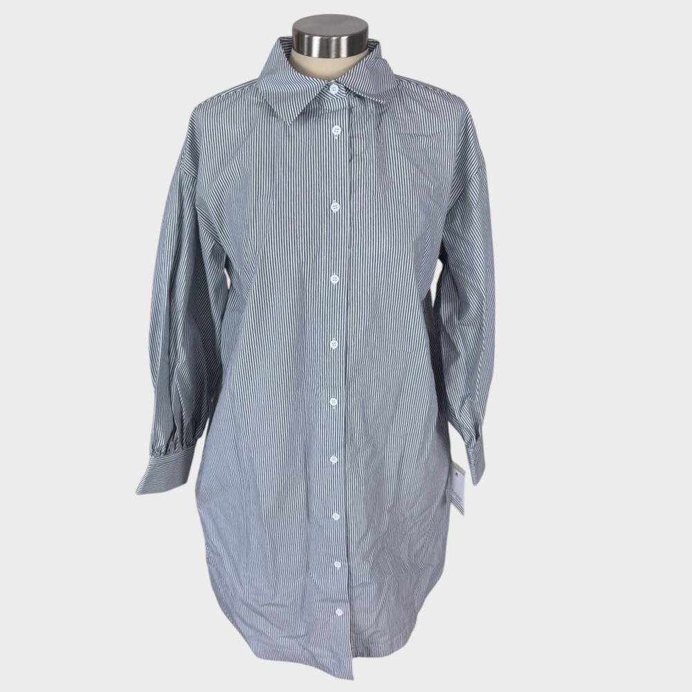 Ophelia Roe Small Button Front Long Sleeve Shirt Dress Striped Small NEW NWT